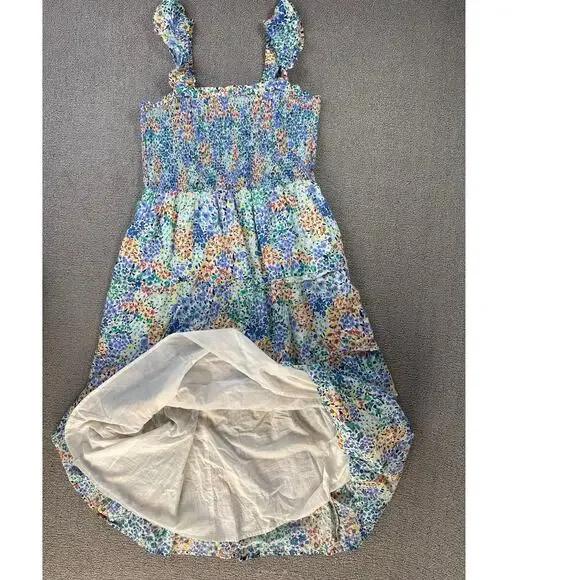 J. Crew Dress Floral Cotton Smocked Midi Tiered Multicolor Size Medium - Picture 5 of 10